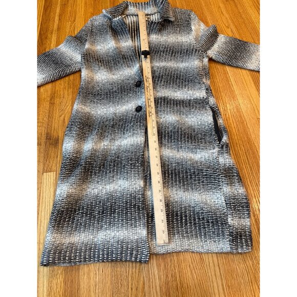 Lucky Brand Womens Longline Button Cardigan Sweater L Black & White Knit - Picture 4 of 8